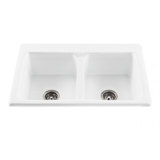 The Endurance double-bowl Kitchen Sink, Biscuit 33.25 x 22.25