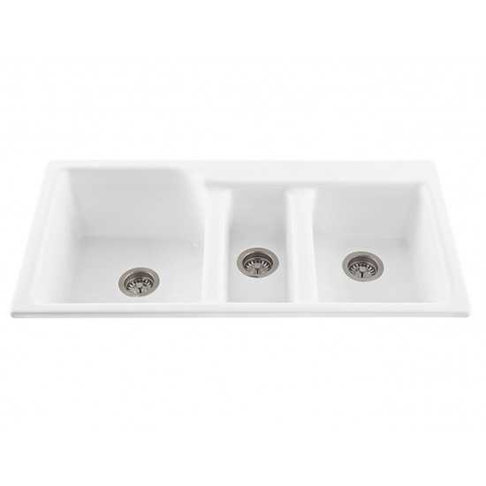 The Triumph triple-bowl Sink, White