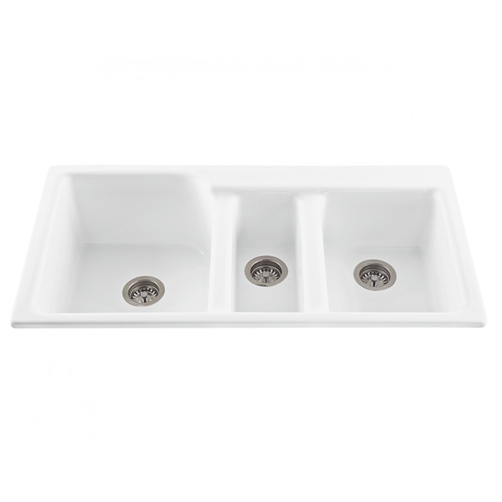 The Triumph triple-bowl Sink, Biscuit