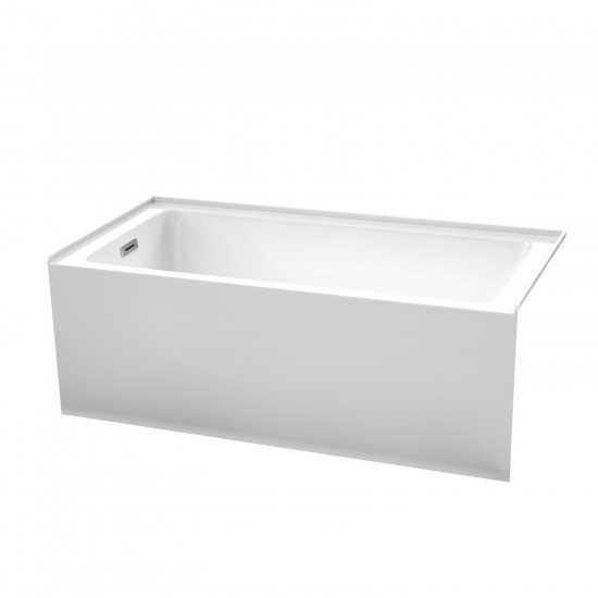 60 x 30 Inch Alcove Bathtub in White, Left-Hand Drain, Overflow Trim in Chrome