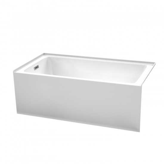 60 x 32 Inch Alcove Bathtub in White, Left-Hand Drain, Overflow Trim in Chrome