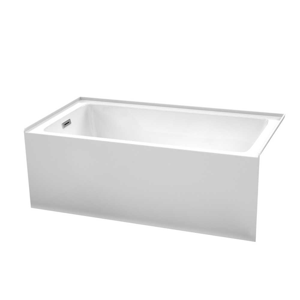 60 x 32 Inch Alcove Bathtub in White, Left-Hand Drain, Overflow Trim in Chrome