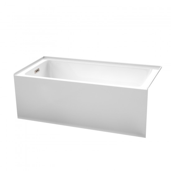 60 x 30 Inch Alcove Bathtub in White, Left-Hand Drain, Overflow Trim in Nickel