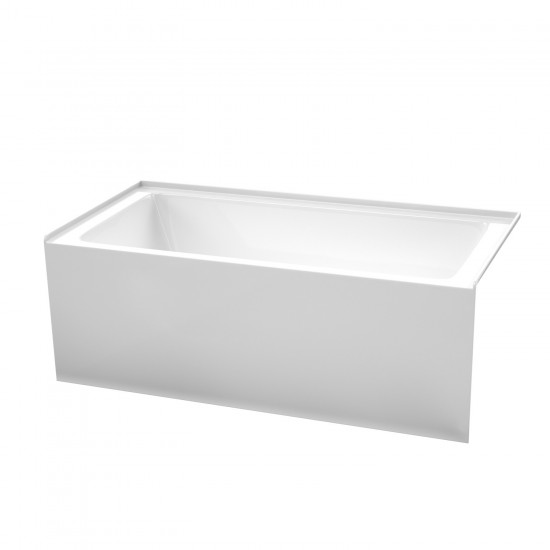 60 x 30 Inch Alcove Bathtub in White, Right-Hand Drain, Overflow Trim in Nickel