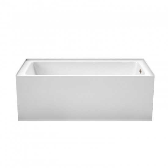 60 x 30 Inch Alcove Bathtub in White, Right-Hand Drain, Overflow Trim in Nickel