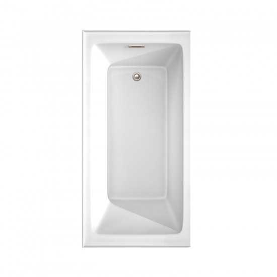 60 x 30 Inch Alcove Bathtub in White, Right-Hand Drain, Overflow Trim in Nickel