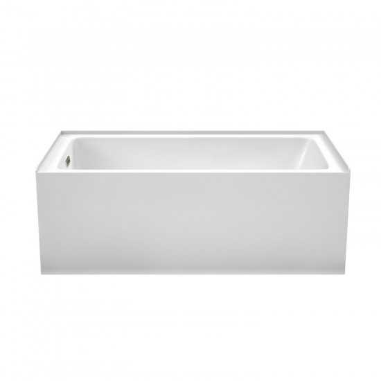 60 x 32 Inch Alcove Bathtub in White, Left-Hand Drain, Overflow Trim in Nickel