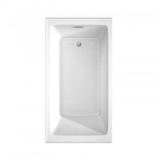 60 x 32 Inch Alcove Bathtub in White, Right-Hand Drain, Overflow Trim in Nickel