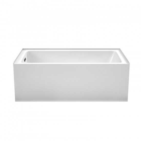 60 x 32 Inch Alcove Bathtub in White, Left-Hand Drain, Overflow Trim in Black