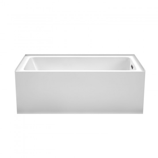 60 x 32 Inch Alcove Bathtub in White, Right-Hand Drain, Overflow Trim in Black