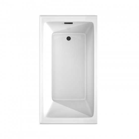 60 x 32 Inch Alcove Bathtub in White, Right-Hand Drain, Overflow Trim in Black