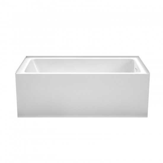 60 x 32 Inch Alcove Bathtub in White, Right-Hand Drain, Overflow Trim in White