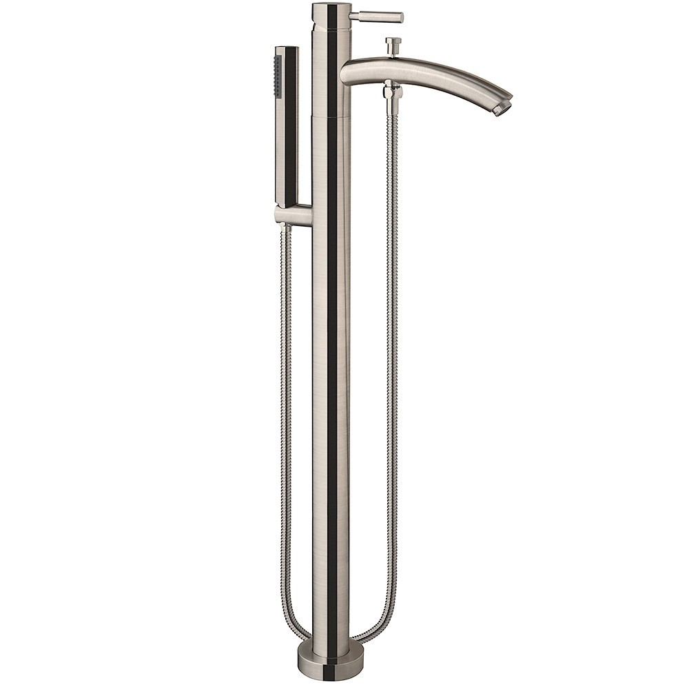 Modern-Style Bathroom Tub Filler Faucet (Floor-mounted) in Brushed Nickel