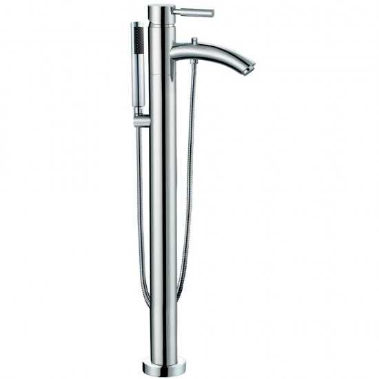 Modern-Style Bathroom Tub Filler Faucet (Floor-mounted) in Polished Chrome