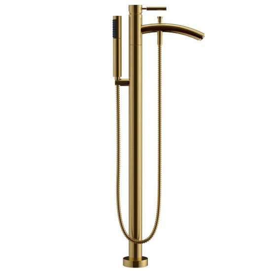 Modern-Style Bathroom Tub Filler Faucet (Floor-mounted) in Brushed Gold