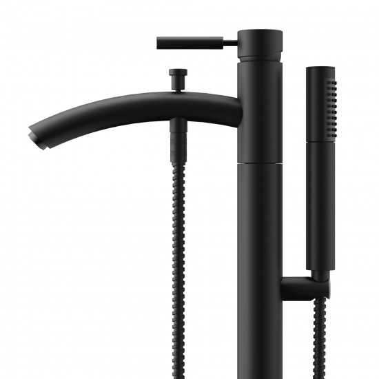Modern-Style Bathroom Tub Filler Faucet (Floor-mounted) in Matte Black