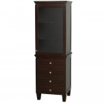 Bathroom Linen Tower in Espresso, Shelved Cabinet Storage and 4 Drawers
