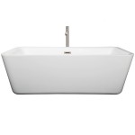 69 Inch Freestanding Bathtub in White, Floor Mounted Faucet, Drain, Trim in Nickel