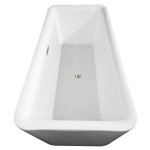 69 Inch Freestanding Bathtub in White, Floor Mounted Faucet, Drain, Trim in Nickel