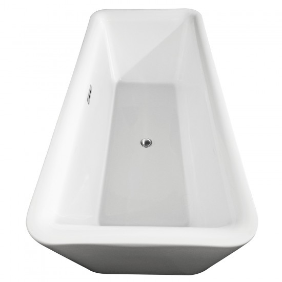 69 Inch Freestanding Bathtub in White, Floor Mounted Faucet, Drain, Trim in Chrome