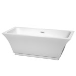 67 Inch Freestanding Bathtub in White, Polished Chrome Drain and Overflow Trim