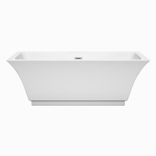 67 Inch Freestanding Bathtub in White, Polished Chrome Drain and Overflow Trim