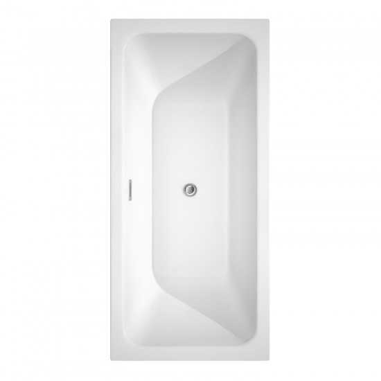 67 Inch Freestanding Bathtub in White, Polished Chrome Drain and Overflow Trim