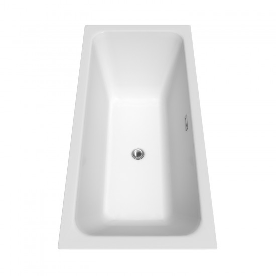 67 Inch Freestanding Bathtub in White, Polished Chrome Drain and Overflow Trim