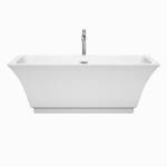 67 Inch Freestanding Bathtub in White, Floor Mounted Faucet, Drain, Trim in Chrome