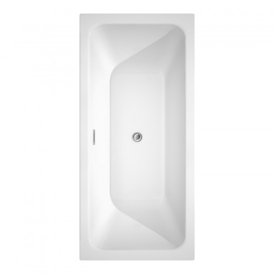 67 Inch Freestanding Bathtub in White, Floor Mounted Faucet, Drain, Trim in Chrome