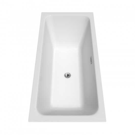 67 Inch Freestanding Bathtub in White, Floor Mounted Faucet, Drain, Trim in Chrome