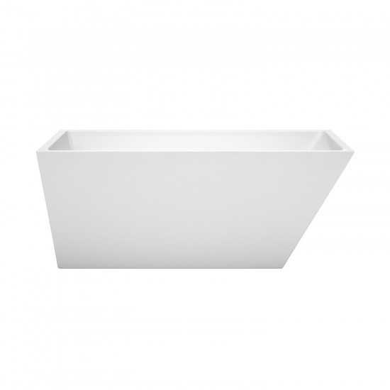 59 Inch Freestanding Bathtub in White, Polished Chrome Drain and Overflow Trim