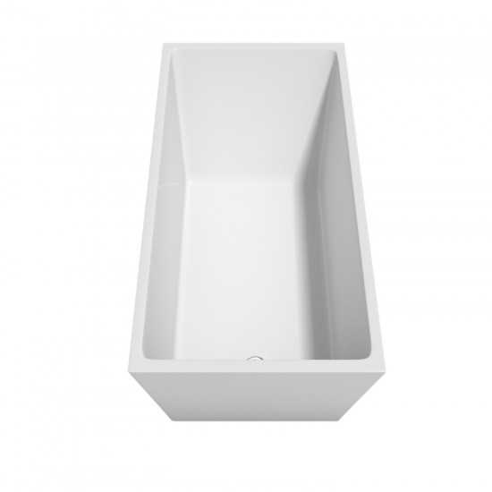 59 Inch Freestanding Bathtub in White, Polished Chrome Drain and Overflow Trim