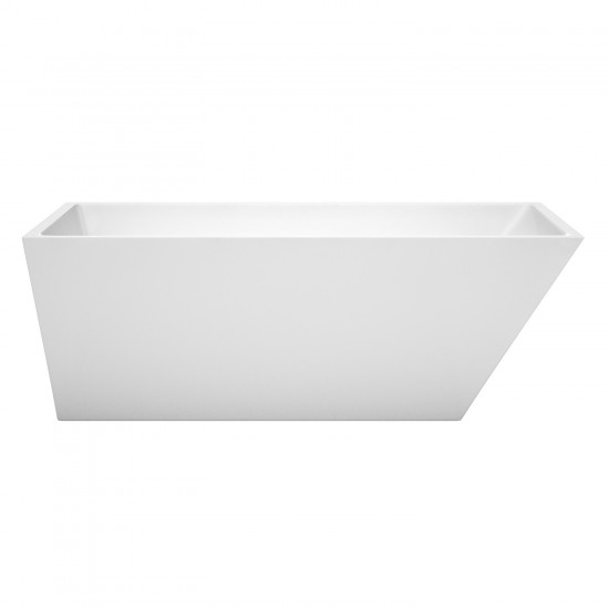 67 Inch Freestanding Bathtub in White, Polished Chrome Drain and Overflow Trim