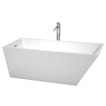 67 Inch Freestanding Bathtub in White, Floor Mounted Faucet, Drain, Trim in Chrome