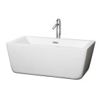 59 Inch Freestanding Bathtub in White, Floor Mounted Faucet, Drain, Trim in Chrome