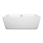 59 Inch Freestanding Bathtub in White, Brushed Nickel Drain and Overflow Trim