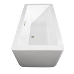 59 Inch Freestanding Bathtub in White, Brushed Nickel Drain and Overflow Trim