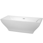 71 Inch Freestanding Bathtub in White, Polished Chrome Drain and Overflow Trim