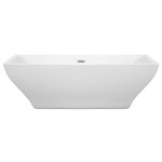 71 Inch Freestanding Bathtub in White, Polished Chrome Drain and Overflow Trim