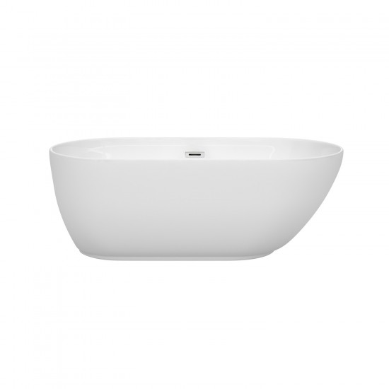 60 Inch Freestanding Bathtub in White, Polished Chrome Drain and Overflow Trim