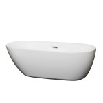 65 Inch Freestanding Bathtub in White, Polished Chrome Drain and Overflow Trim