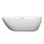 65 Inch Freestanding Bathtub in White, Brushed Nickel Drain and Overflow Trim