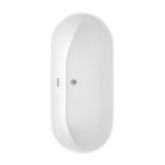 65 Inch Freestanding Bathtub in White, Brushed Nickel Drain and Overflow Trim