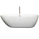 71 Inch Freestanding Bathtub in White, Floor Mounted Faucet, Drain, Trim in Nickel