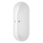 71 Inch Freestanding Bathtub in White, Floor Mounted Faucet, Drain, Trim in Nickel