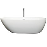 71 Inch Freestanding Bathtub in White, Floor Mounted Faucet, Drain, Trim in Chrome