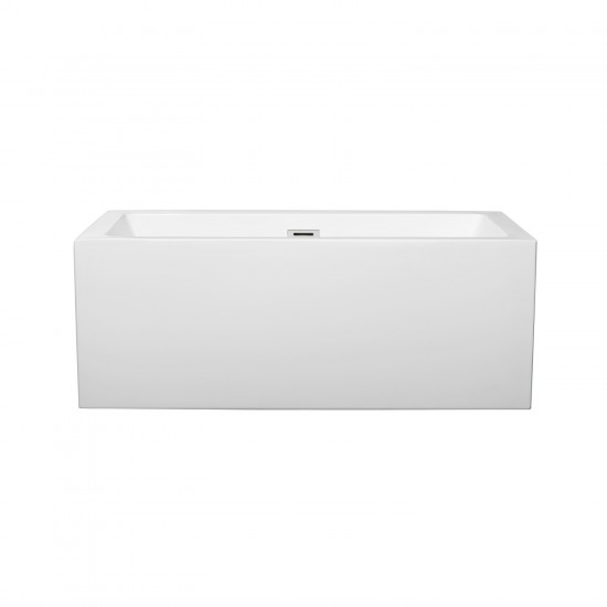 60 Inch Freestanding Bathtub in White, Polished Chrome Drain and Overflow Trim