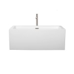 60 Inch Freestanding Bathtub in White, Floor Mounted Faucet, Drain, Trim in Nickel