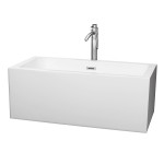 60 Inch Freestanding Bathtub in White, Floor Mounted Faucet, Drain, Trim in Chrome